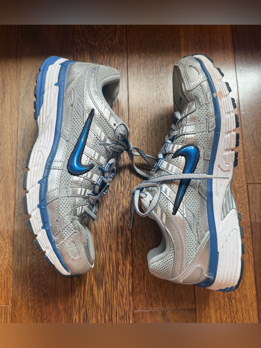 Nike White and Blue Women's P-6000 Sneakers